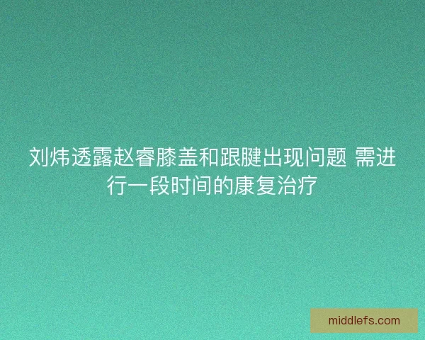 刘炜透露赵睿膝盖和跟腱出现问题 需进行一段时间的康复治疗