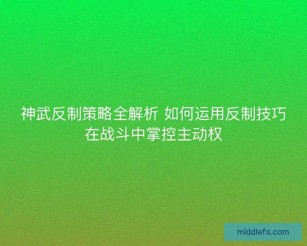 神武反制策略全解析 如何运用反制技巧在战斗中掌控主动权