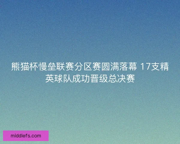 熊猫杯慢垒联赛分区赛圆满落幕 17支精英球队成功晋级总决赛