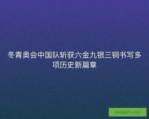 冬青奥会中国队斩获六金九银三铜书写多项历史新篇章