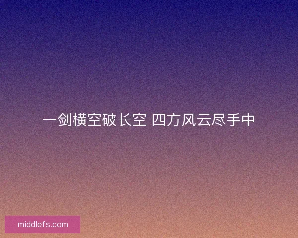 一剑横空破长空 四方风云尽手中