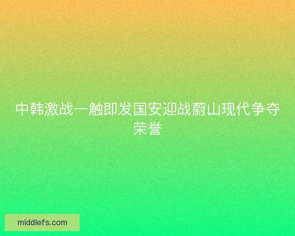 中韩激战一触即发国安迎战蔚山现代争夺荣誉